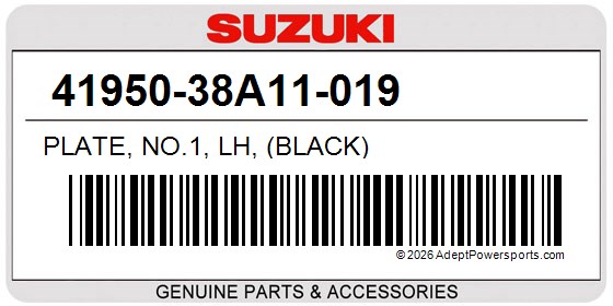 Suzuki 41950-38A11-019 Plate, No.1, Lh, (Black)