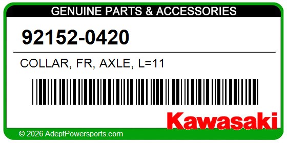 Kawasaki 92152-0420 Collar, Fr, Axle, L=11