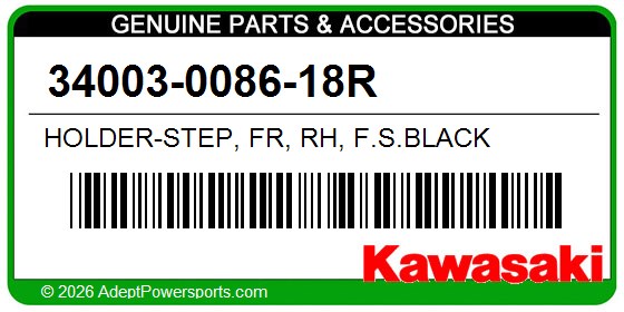 Kawasaki 34003-0086-18R Holder-Step, Fr, Rh, F.S.Black