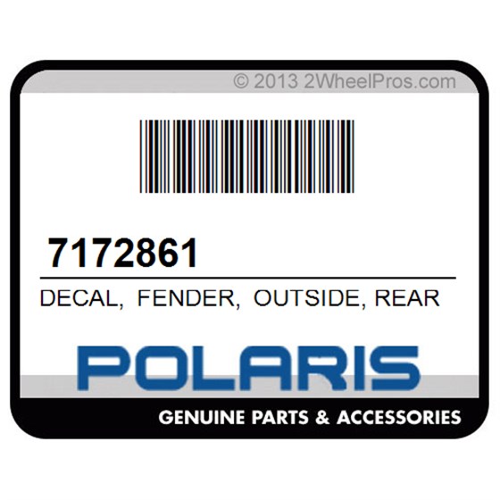 Polaris 7172861 Decal, Fender, Outside, Rear, Rh