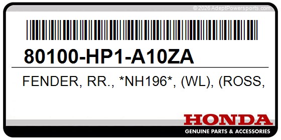 Honda 80100-HP1-A10ZA Fender, Rr., *Nh196*, (Wl), (Ross, White)
