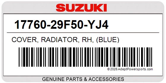 Suzuki 17760-29F50-YJ4 Cover, Radiator, Rh, (Blue)