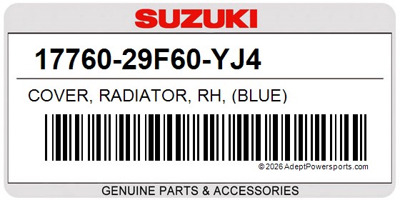 Suzuki 17760-29F60-YJ4 Cover, Radiator, Rh, (Blue)