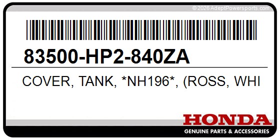 Honda 83500-HP2-840ZA Cover, Tank, *Nh196*, (Ross, White)