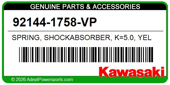 Kawasaki 92144-1758-VP Spring, Shockabsorber, K=5.0, Yel