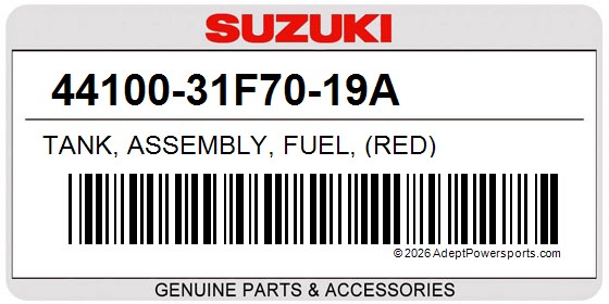 Suzuki 44100-31F70-19A Tank, Assembly, Fuel, (Red)