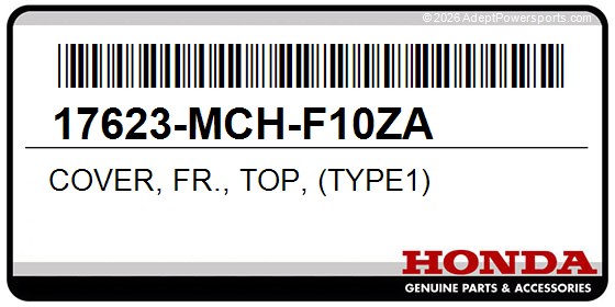 Honda 17623-MCH-F10ZA Cover, Fr., Top, (Type1)