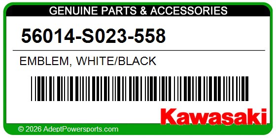 Kawasaki 56014-S023-558 Emblem, White/Black