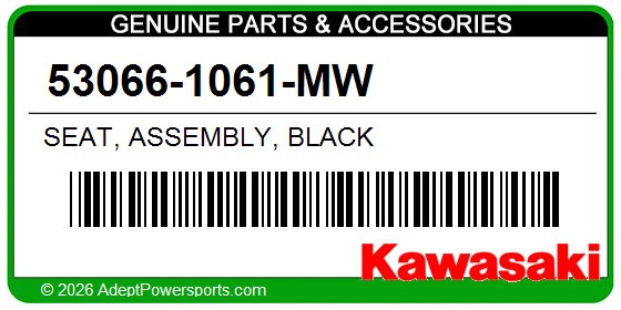 Kawasaki 53066-1061-MW Seat, Assembly, Black