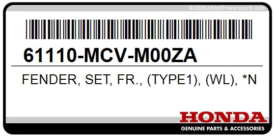Honda 61110-MCV-M00ZA Fender, Set, Fr., (Type1), (Wl), *Nh1*, (Black)