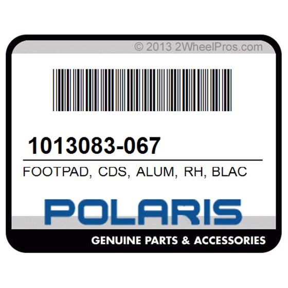 Polaris 1013083-067 Footpad, Cds, Alum, Rh, Black