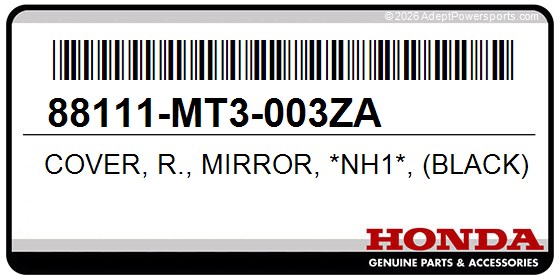 Honda 88111-MT3-003ZA Cover, R., Mirror, *Nh1*, (Black)