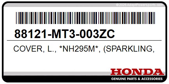 Honda 88121-MT3-003ZC Cover, L., *Nh295m*, (Sparkling, Silver, Metallic)