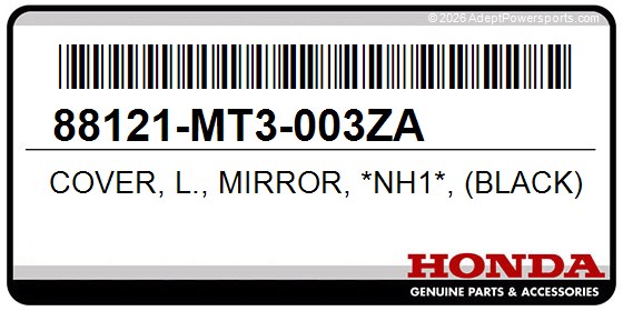 Honda 88121-MT3-003ZA Cover, L., Mirror, *Nh1*, (Black)