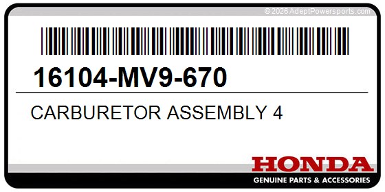 Honda 16104-MV9-670 Carburetor Assembly 4