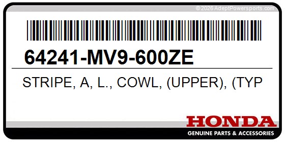 Honda 64241-MV9-600ZE Stripe, A, L., Cowl, (Upper), (Type5), *Nh1h*, (Black)