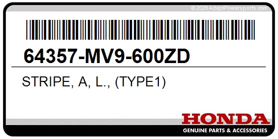 Honda 64357-MV9-600ZD Stripe, A, L., (Type1)