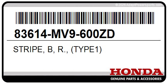 Honda 83614-MV9-600ZD Stripe, B, R., (Type1)