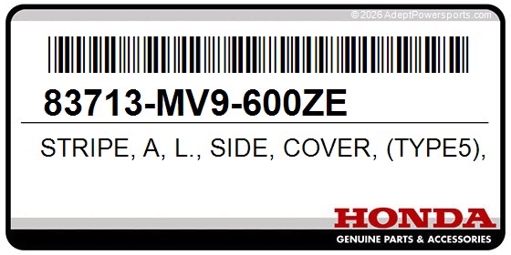 Honda 83713-MV9-600ZE Stripe, A, L., Side, Cover, (Type5), *Nh1h*, (Black)