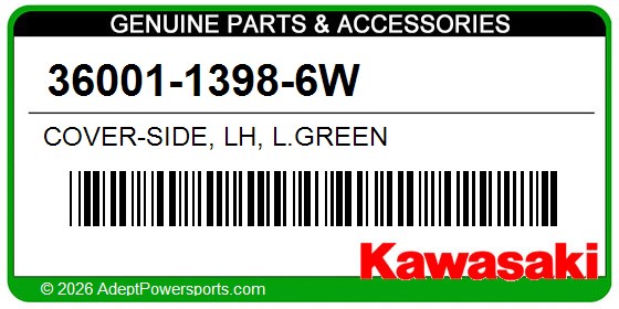 Kawasaki 36001-1398-6W Cover-Side, Lh, L.Green
