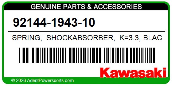 Kawasaki 92144-1943-10 Spring, Shockabsorber, K=3.3, Black