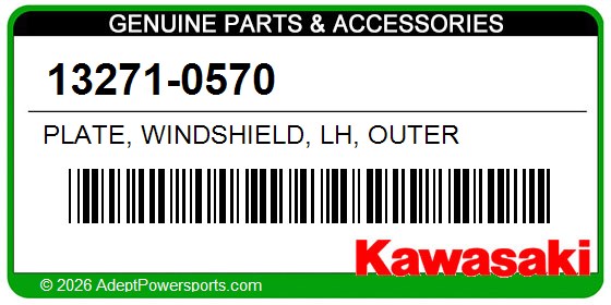 Kawasaki 13271-0570 Plate, Windshield, Lh, Outer