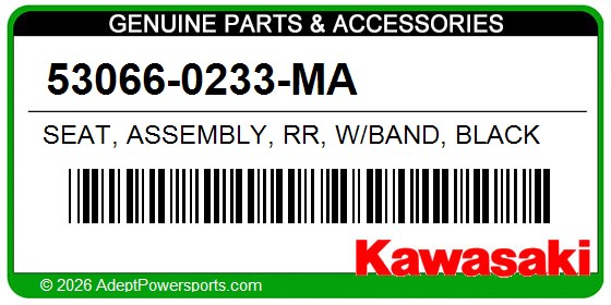 Kawasaki 53066-0233-MA Seat, Assembly, Rr, W/Band, Black