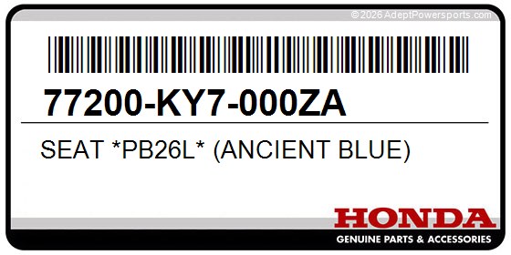 Honda 77200-KY7-000ZA Seat *Pb26l* (Ancient Blue)