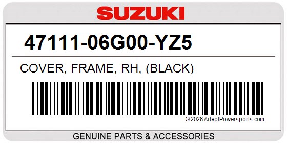 Suzuki 47111-06G00-YZ5 Cover, Frame, Rh, (Black)