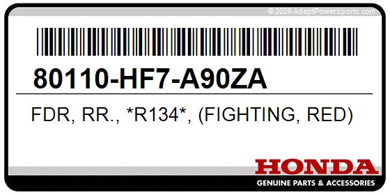 Honda 80110-HF7-A90ZA Fdr, Rr., *R134*, (Fighting, Red)