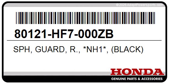Honda 80121-HF7-000ZB Sph, Guard, R., *Nh1*, (Black)