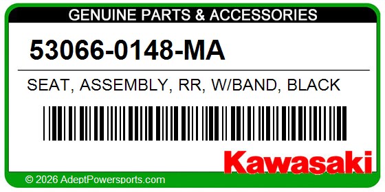 Kawasaki 53066-0148-MA Seat, Assembly, Rr, W/Band, Black