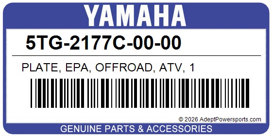 Yamaha 5TG-2177C-00-00 Plate, Epa, Offroad, Atv, 1