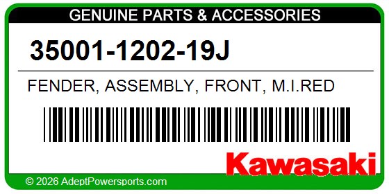 Kawasaki 35001-1202-19J Fender, Assembly, Front, M.I.Red