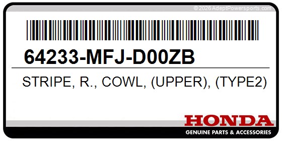 Honda 64233-MFJ-D00ZB Stripe, R., Cowl, (Upper), (Type2), *Nha66ea*, (Pearl, Sunbeam, White)