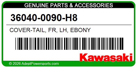 Kawasaki 36040-0090-H8 Cover-Tail, Fr, Lh, Ebony