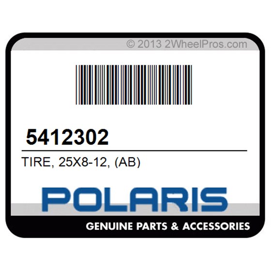 Polaris 5412302 Tire, 25X8-12, (Ab)