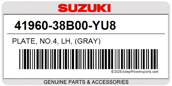 Suzuki 41960-38B00-YU8 Plate, No.4, Lh, (Gray)