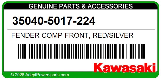 Kawasaki 35040-5017-224 Fender-Comp-Front, Red/Silver