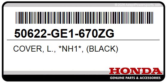 Honda 50622-GE1-670ZG Cover, L., *Nh1*, (Black)