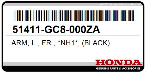 Honda 51411-GC8-000ZA Arm, L., Fr., *Nh1*, (Black)