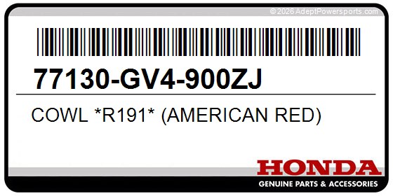 Honda 77130-GV4-900ZJ Cowl *R191* (American Red)