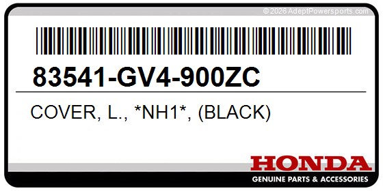 Honda 83541-GV4-900ZC Cover, L., *Nh1*, (Black)