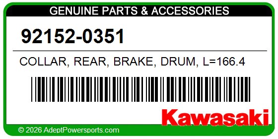 Kawasaki 92152-0351 Collar, Rear, Brake, Drum, L=166.4