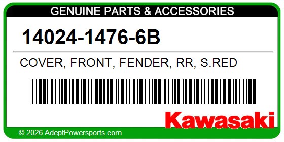Kawasaki 14024-1476-6B Cover, Front, Fender, Rr, S.Red