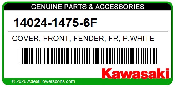 Kawasaki 14024-1475-6F Cover, Front, Fender, Fr, P.White