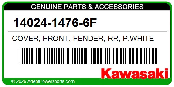 Kawasaki 14024-1476-6F Cover, Front, Fender, Rr, P.White