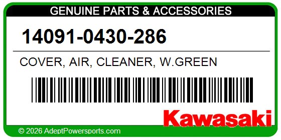 Kawasaki 14091-0430-286 Cover, Air, Cleaner, W.Green