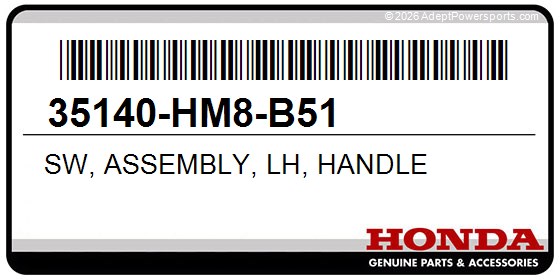 Honda 35140-HM8-B51 Sw, Assembly, Lh, Handle