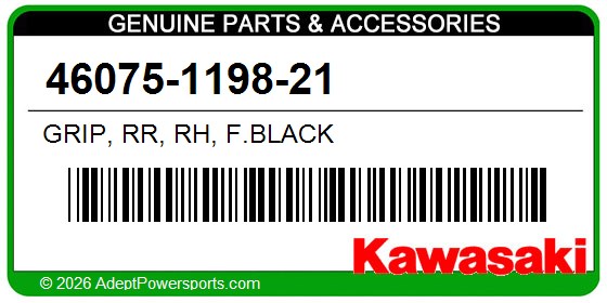 Kawasaki 46075-1198-21 Grip, Rr, Rh, F.Black